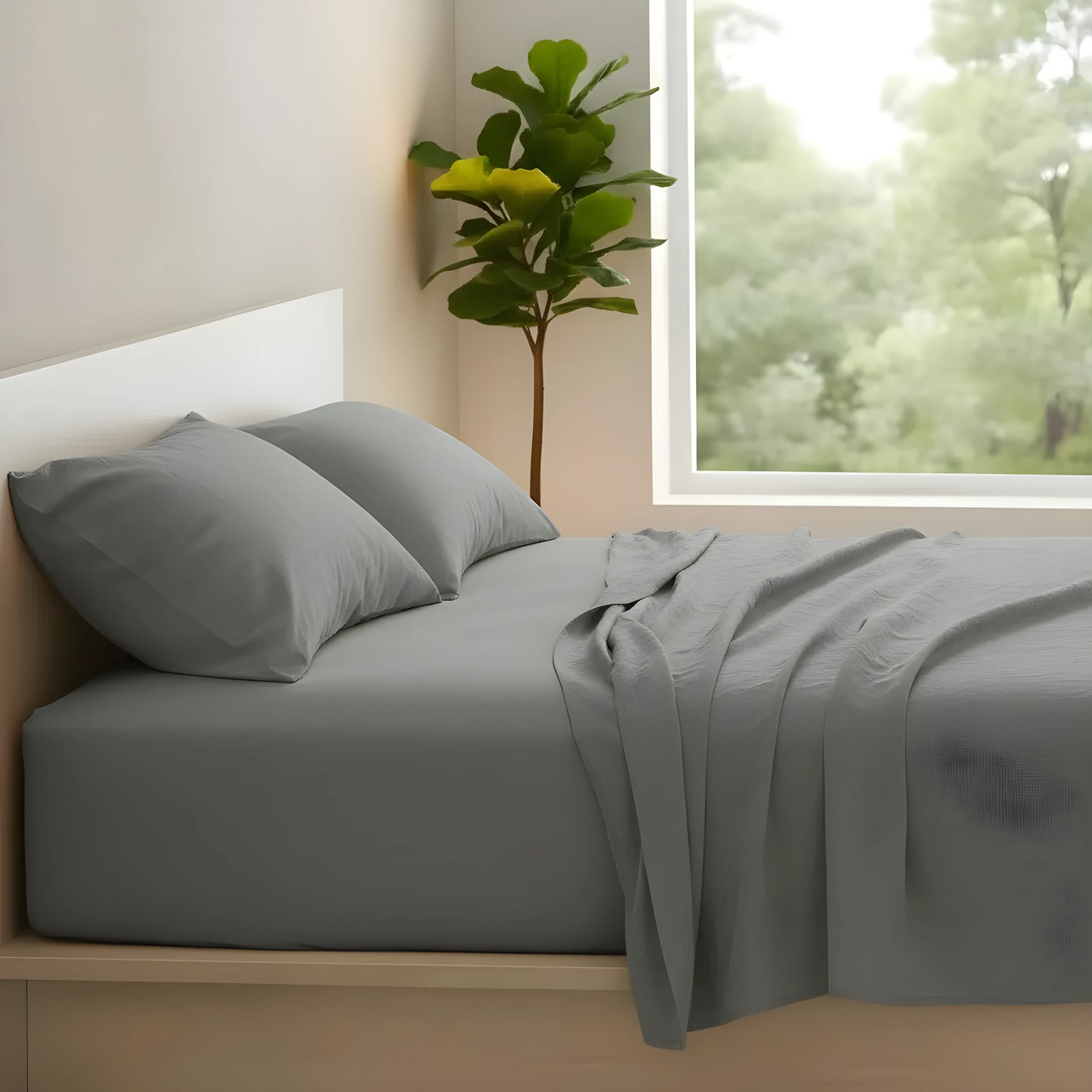 Washed Belgian Linen Sheet Set - Slate Grey Queen Sheet Set by Echelon