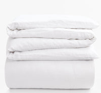Washed Belgian Linen Duvet Cover Set - Eggshell White Full/Queen Duvet by Echelon