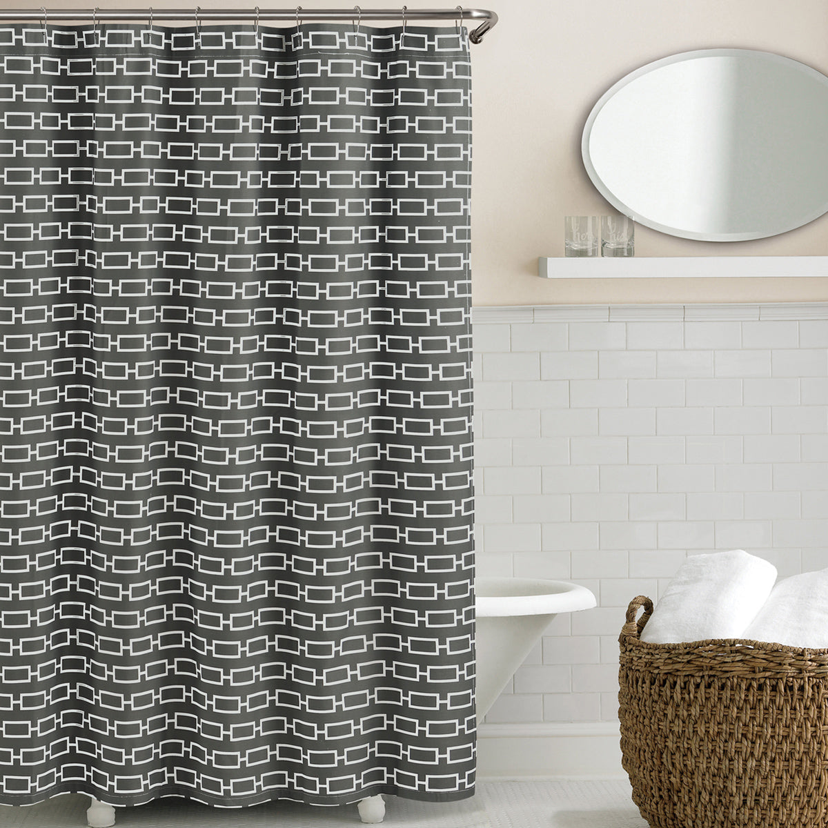 Links Shower Curtain Charcoal - Echelon