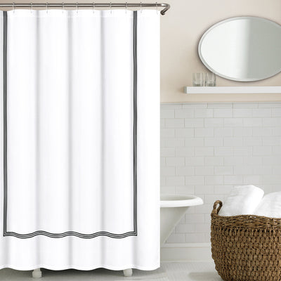 Hotel Collection 3-Line Shower Curtain - Black Shower Curtain by Echelon