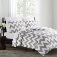 Chevron Full/Queen Duvet Cover Set Grey - Echelon