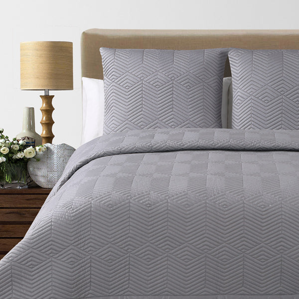 Monterey Quilted Cotton Euro Shams [Pair] Grey - Echelon