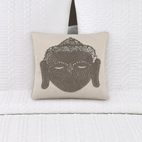 Beaded Buddha Head Pillow, Linen/Cotton, 18 x 18 - Echelon