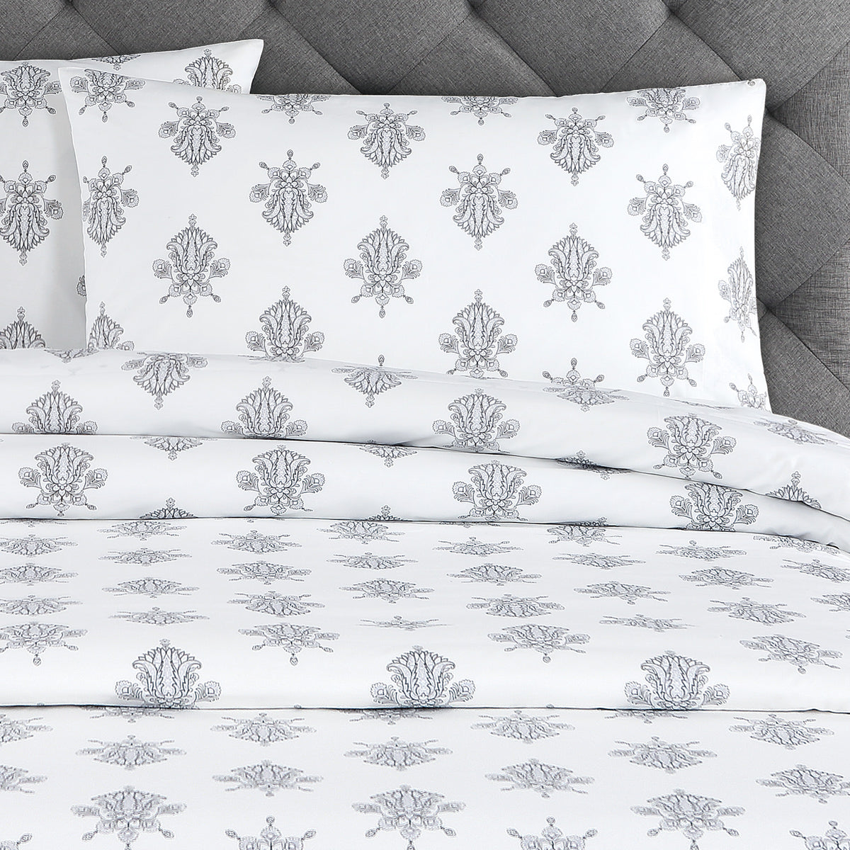 Arwen Cotton Percale Queen Sheet Set Charcoal/Grey - Echelon