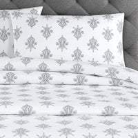 Arwen Cotton Percale Queen Sheet Set Charcoal/Grey - Echelon